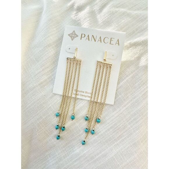 Panacea turquoise and chain dangle earrings - Picture 1 of 3